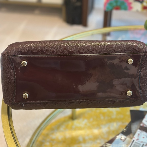 Coach Dark Red Embossed Satchel - Picture 7 of 12